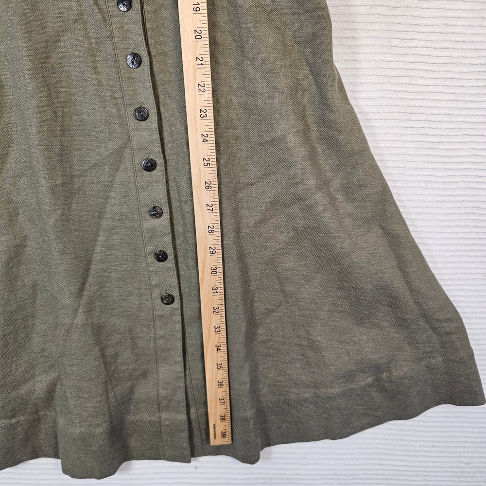 Dressbarn Olive Green Beaded Button Front Midi Dress ShortSleeve Size 10 Vintage - Picture 3 of 7